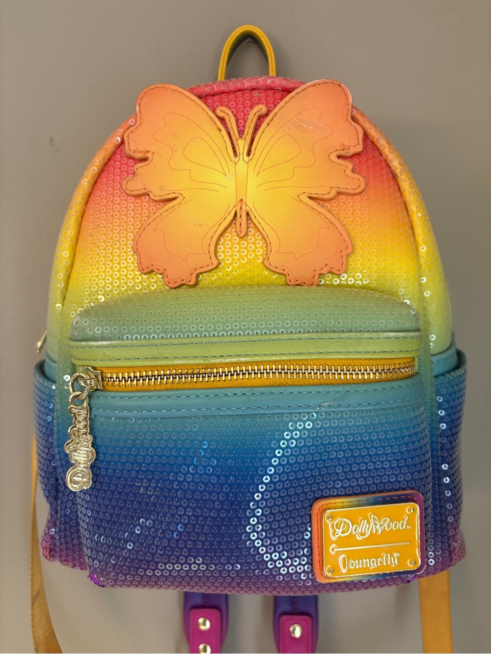 Loungefly Dolly Parton Dollywood Butterfly Sequin Backpack Multicolor